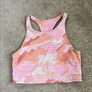 Outdoor Voices Pink White and Orange Camouflage Sports Bra